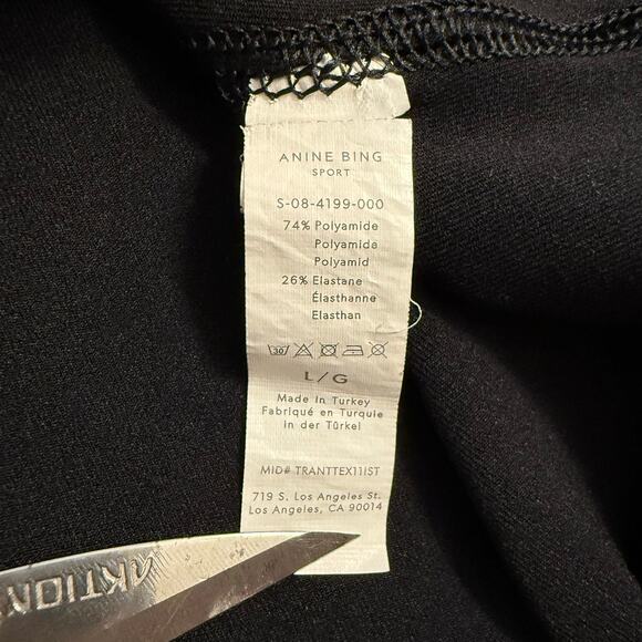 Anine Bing Sport Roxie Top Long Sleeve Active Cropped Logo Black Women’s Large - Picture 7 of 8